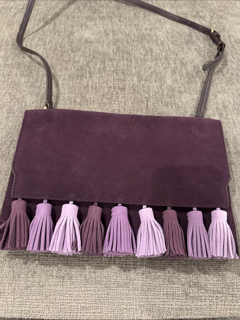 Rebecca Minkoff Purple Suede Tassel Crossbody Bag